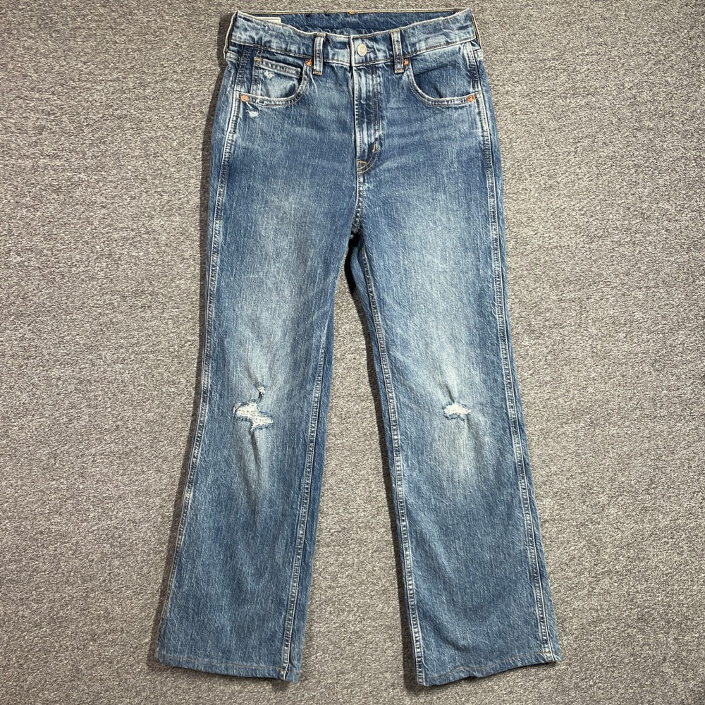 Gap Vintage Flare High Rise Jeans Womens 4R 27 Light Indigo Distressed 600432-00